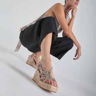 Zapatilla con Plataforma Apv22287 Gamuza Beige