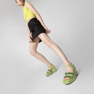 Zapatilla con Plataforma Apv240980 Textil Verde