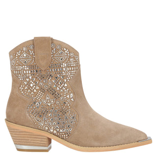 Botín con Tacón Apv240181 Gamuza Cafe