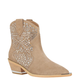 Botín con Tacón Apv240181 Gamuza Cafe