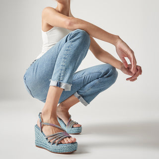 Zapatilla con Plataforma Apv2551274 Textil Azul