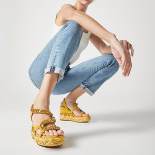 Zapatilla con Plataforma Apv251250 Textil Amarillo