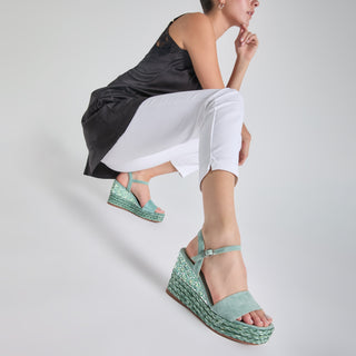 Zapatilla con Plataforma Apv23496 Piel Verde