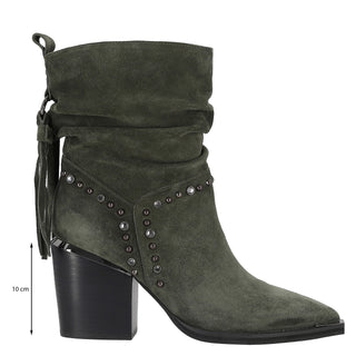 Botin Piel Acabado Gamuza Verde