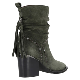 Botin Piel Acabado Gamuza Verde