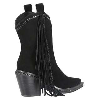 Botin Piel Acabado Gamuza Negro