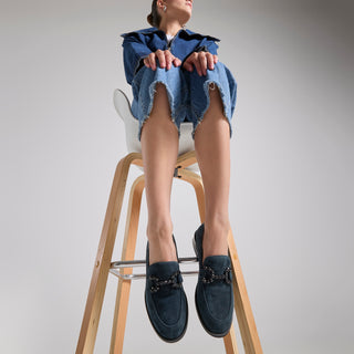 Mocasin Api250203 Piel Azul Marino